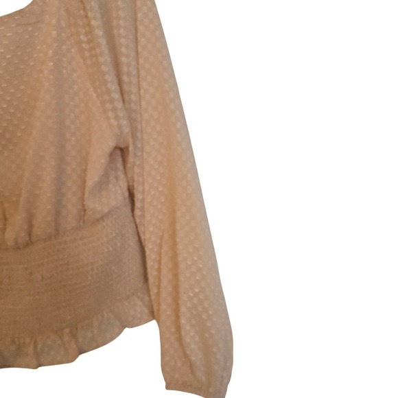 ASTR The Label Blush Smocked Waist Long Sleeve Chiffon Crop Top – Size Large - Picture 4 of 11